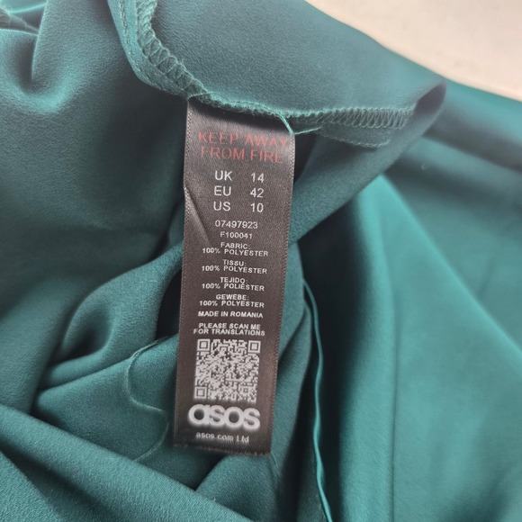  Sleeveless Teal Green Cowl Neck‎ Wide Leg Jumpsuit Culotte Women\'s Size 10